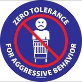 Vloersticker 'Zero tolerance for aggressive behavior', blauw, 300 mm
