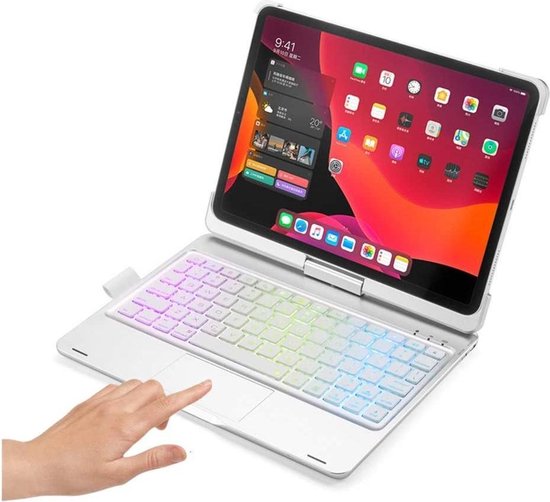 iPad Air 10.9 (2020) - QWERTY - Cache clavier Bluetooth - Éclairage du  clavier et pavé... | bol.com