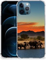 Bumper Hoesje iPhone 12 | 12 Pro Telefoonhoesje  met doorzichtige rand Olifanten