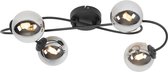 QAZQA athens - Landelijke Plafondlamp - 4 lichts - L 525 mm - Zwart -  Woonkamer | Slaapkamer | Keuken