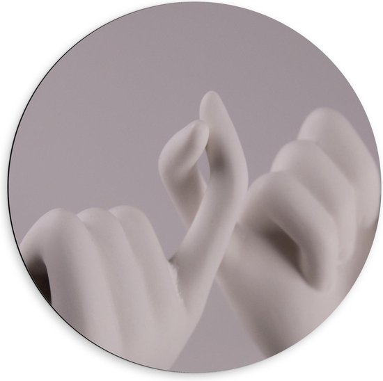 Dibond Wandcirkel - Pinky Promise Witte Beeldjes - 60x60cm Foto op Aluminium Wandcirkel (met ophangsysteem)