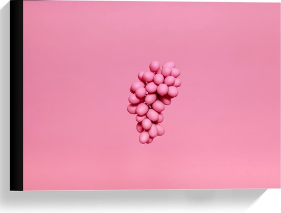 Canvas  - Roze Druiven op Roze Achtergrond - 40x30cm Foto op Canvas Schilderij (Wanddecoratie op Canvas)