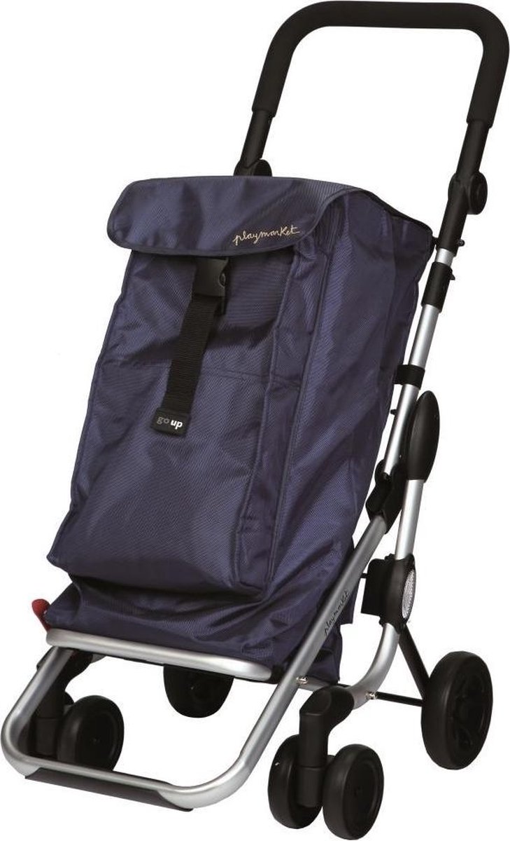 Bol.com Playmarket Boodschappentrolley Go Up Navy 4 wielen - 40 L Inhoud - inklapbaar - Extra vriesvak aanbieding