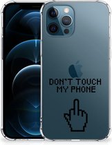 Smartphonehoesje iPhone 12 | 12 Pro Telefoon Hoesje met doorzichtige rand Finger Don't Touch My Phone