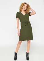 LOLALIZA - Jurk met ceintuur en knopen - Khaki - Maat 46