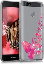 kwmobile telefoonhoesje voor Huawei Nova - Hoesje voor smartphone in roze / poederroze / transparant - Vlinderspetters design