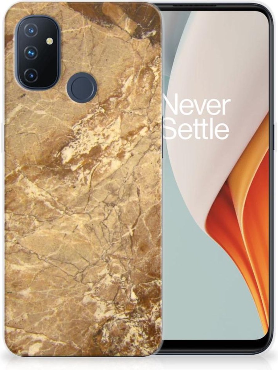 OnePlus Nord N100 TPU Siliconen Hoesje Marmer Creme