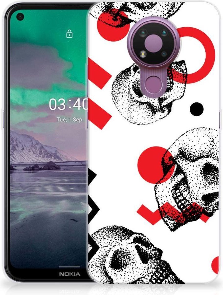 Back Cover voor Silicone Back Case Nokia 3.4 Skull Red
