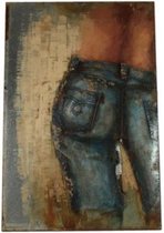 Hi-point Jeans Retraw Schilderij 120 Cm Nikkel Blauw/bruin