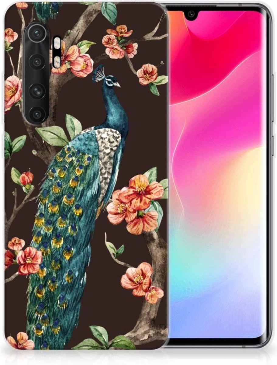 Xiaomi Mi Note 10 Lite TPU Hoesje Pauw met Bloemen