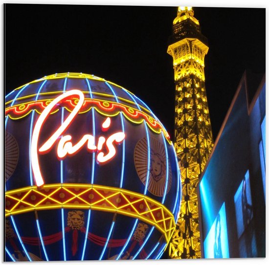 Dibond - Paris Las Vegas Hotel - 50x50cm Foto op Aluminium (Wanddecoratie van metaal)