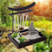 Decopatent® Zen Waxinehouder met Boeddha & Windgong - Relax plateau plankje - Thuis of Kantoor - Waxinelichtjes - Theelichthouder