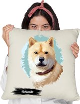 Sierkussen - Hokkaido Met Je Eigen Naam - Wit - 45 Cm X 45 Cm