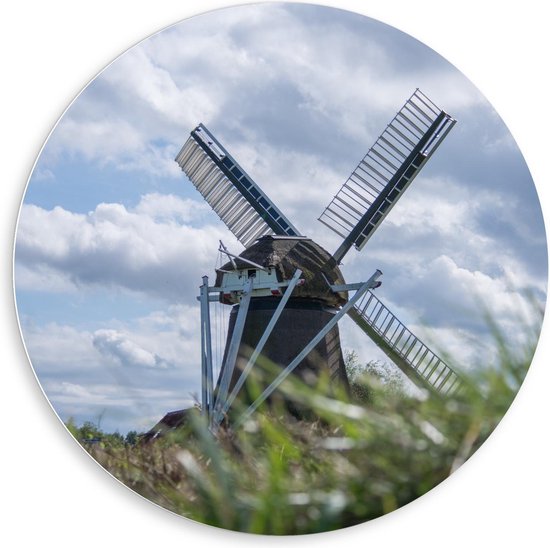 Forex Wandcirkel - Achterkant Molen - 80x80cm Foto op Wandcirkel (met ophangsysteem)