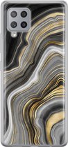 Samsung Galaxy A42 hoesje siliconen - Marble agate - Soft Case Telefoonhoesje - Tekst - Grijs