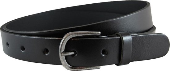 Landley Leren Riem met afgeronde gesp – 3 cm - Damesriem / Herenriem – Echt Leer – Zwart - Riemmaat 115