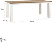 Eetkamertafel rechthoek bruin witte houten poten 220x100 cm (r-000SP27133)