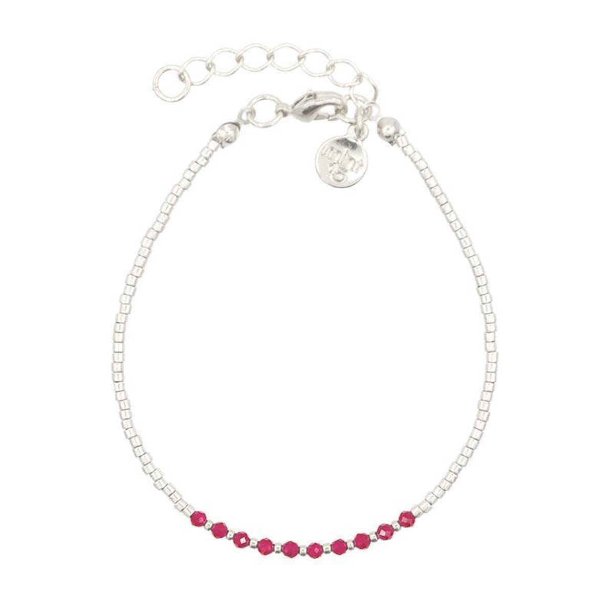 Mint15 Armband 'Little Faceted Beads - Ruby Garnet' - Zilver