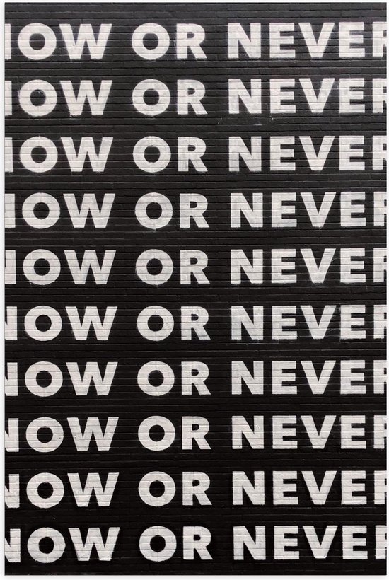 Tot ziens Maaltijd Maria Poster – Zwarte Muur met Witte Letters '' Now Or Never'' - 40x60cm Foto op  Posterpapier | bol.com