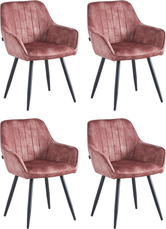 FineBuy Velvet Swivel zonder wielen | Keukenstoel met