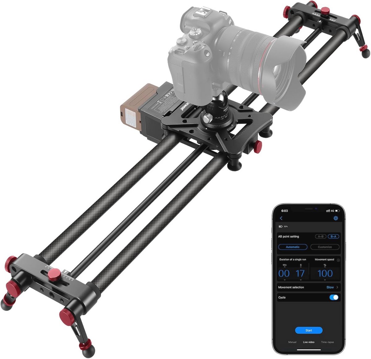 Gemotoriseerde Cameraschuiver 80 cm met Wireless Control en 4400 mAh Batterij voor DSLR