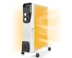 Energiebesparende elektrische olieradiator 2500 W met variabele thermostaat en 3 warmtestanden