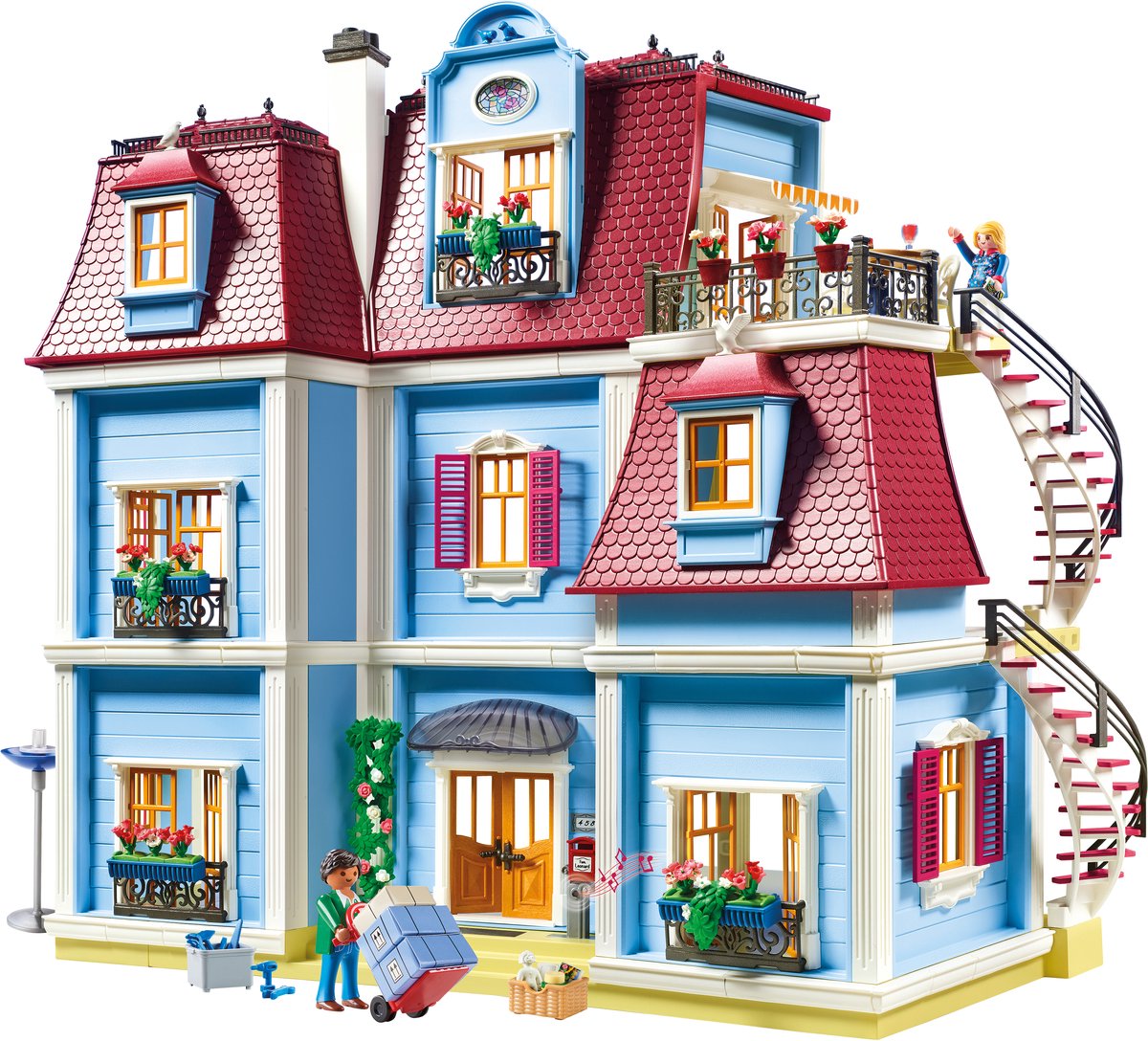 PLAYMOBIL Dollhouse - Groot herenhuis - Met dakterras, wenteltrappen, werkende deurbel en brievenbus om te openen - 70205 — afbeelding 9