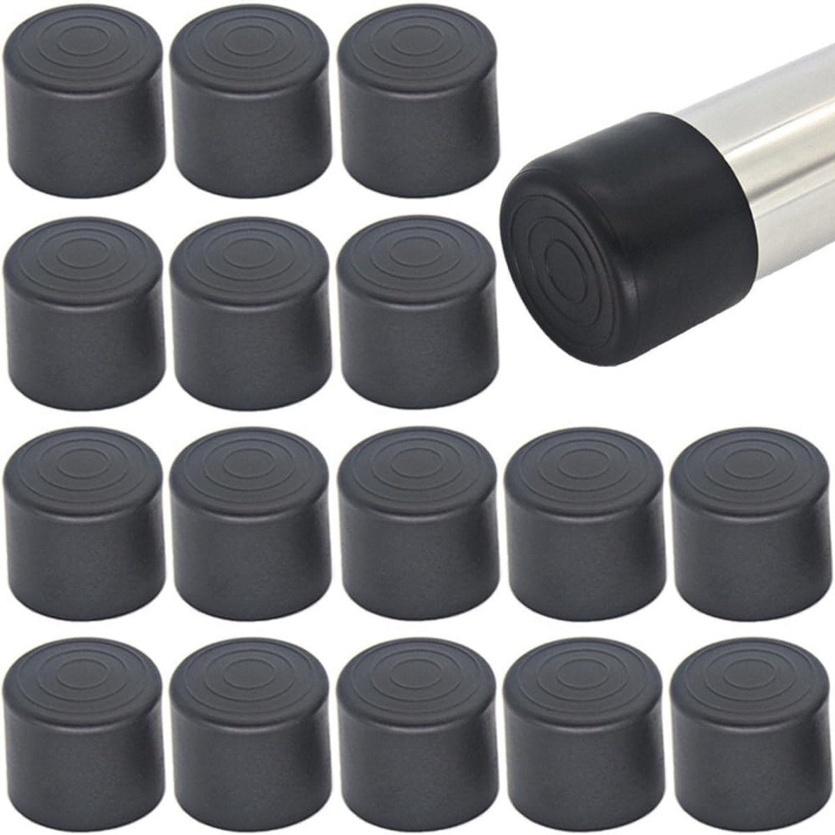 Ronde rubberen stoelpootdoppen 38 mm - Vloerbeschermers voor meubels - Set van 16 stuks