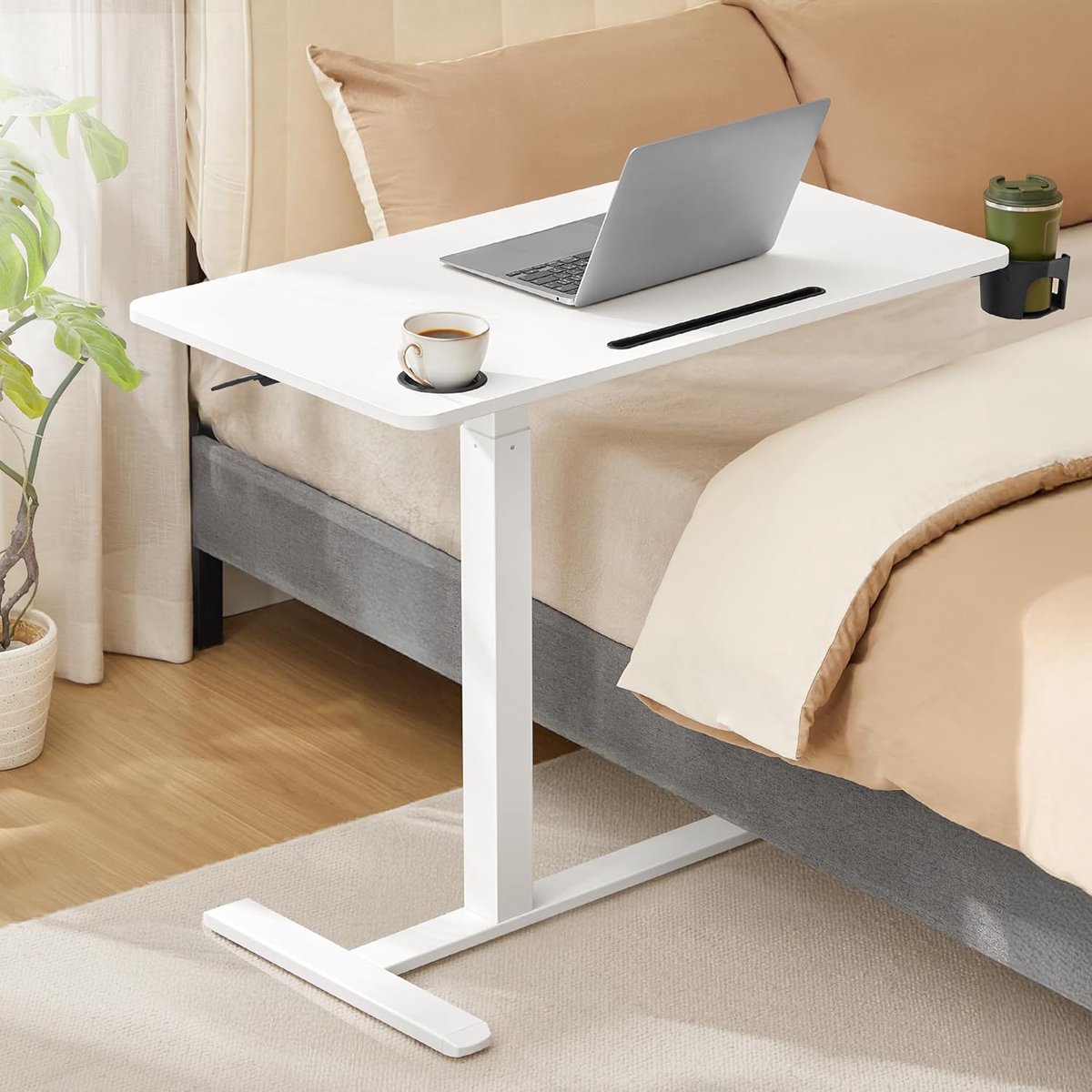 Mobiele Verstelbare Statafel / Bijzettafel - 80x45 cm - Wit - / Bijzettafel Altameubel – 80 - Medahomestore