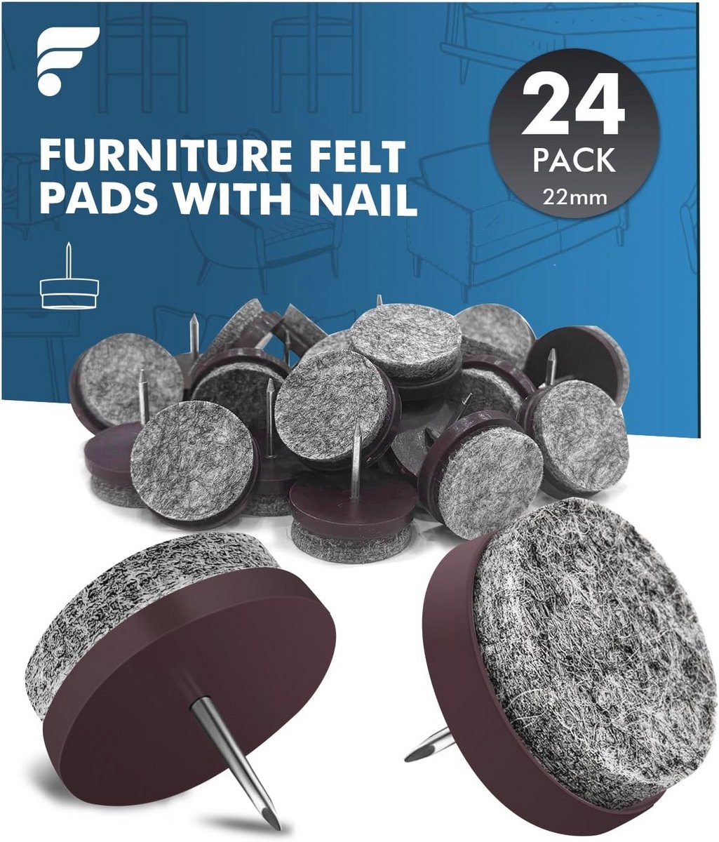 24 stuks Viltdoppen voor Stoelen - Diameter 22 mm - Meubelglijders met 4 mm Dikte - Bescherming voor Meubels en Vloeren