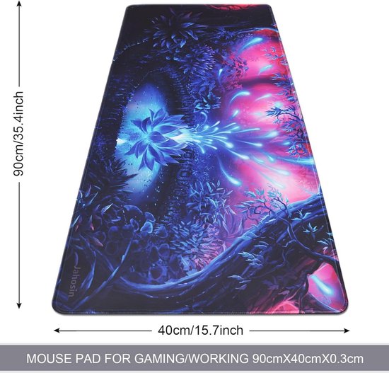 Grote gaming muismat met antislip rubberen basis en gestikte randen - 90 x 40 cm — afbeelding 5