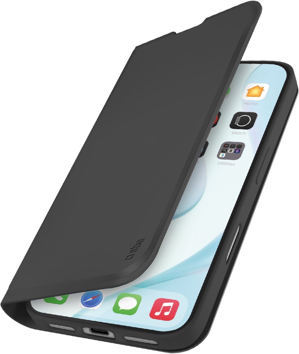 sbs mobile Wallet Smooth Flip cover Apple iPhone 17 Zwart