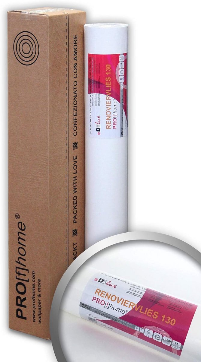 Schildervlies Renovatievlies 130g Wit - Glad Vliesbehang Overschilderbaar 1 Rol 18,75 m2