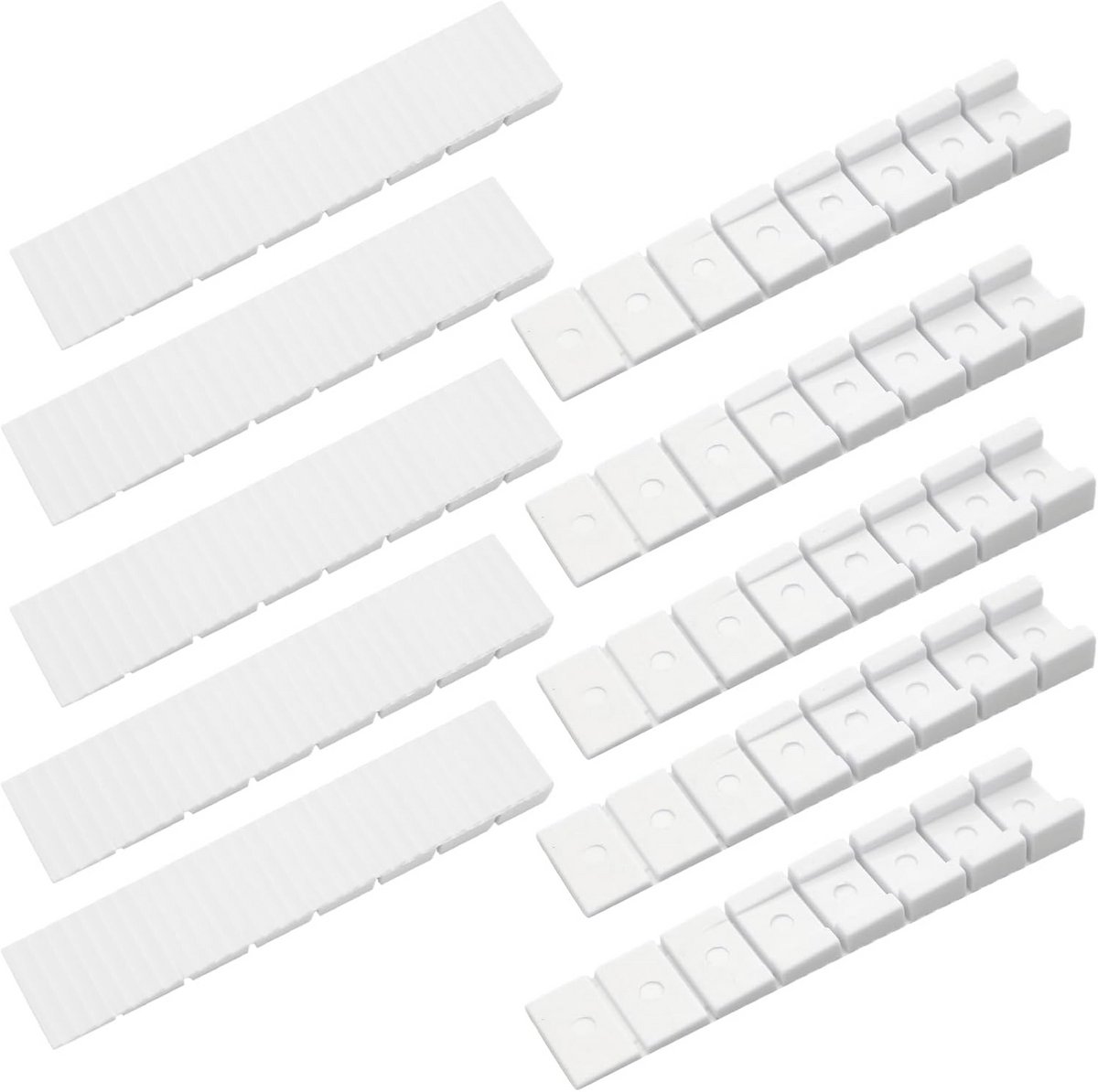 Universele meubelwiggen - 10 stuks deurstopper en compensatiewiggen van kunststof (8 x 20 x 98 mm, wit)