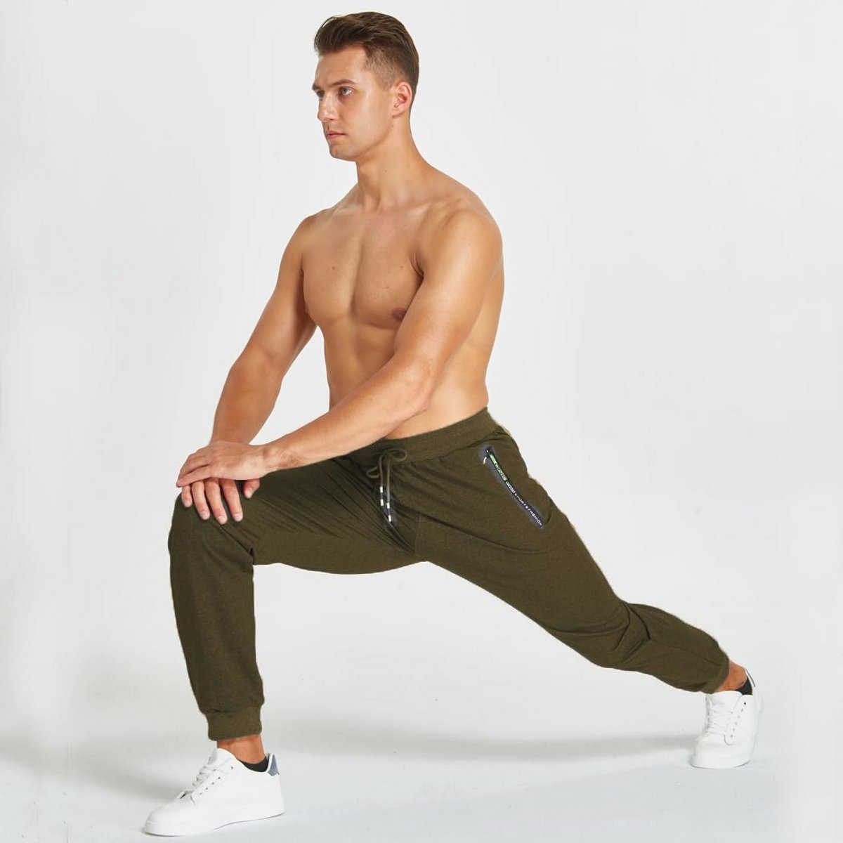 Lange Casual Joggingbroek voor Heren met Ritszakken en Elastische Taille