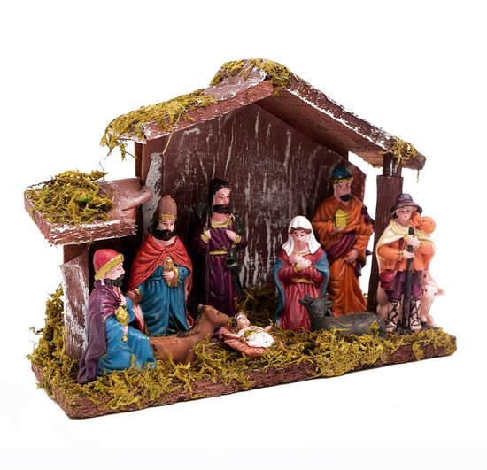 Happy Holidayz Kerststal - 20 cm - Heilige geboorte Kerststal Set - Kerststal Figuren - Indoor Decoratie - Kerstdecoratie