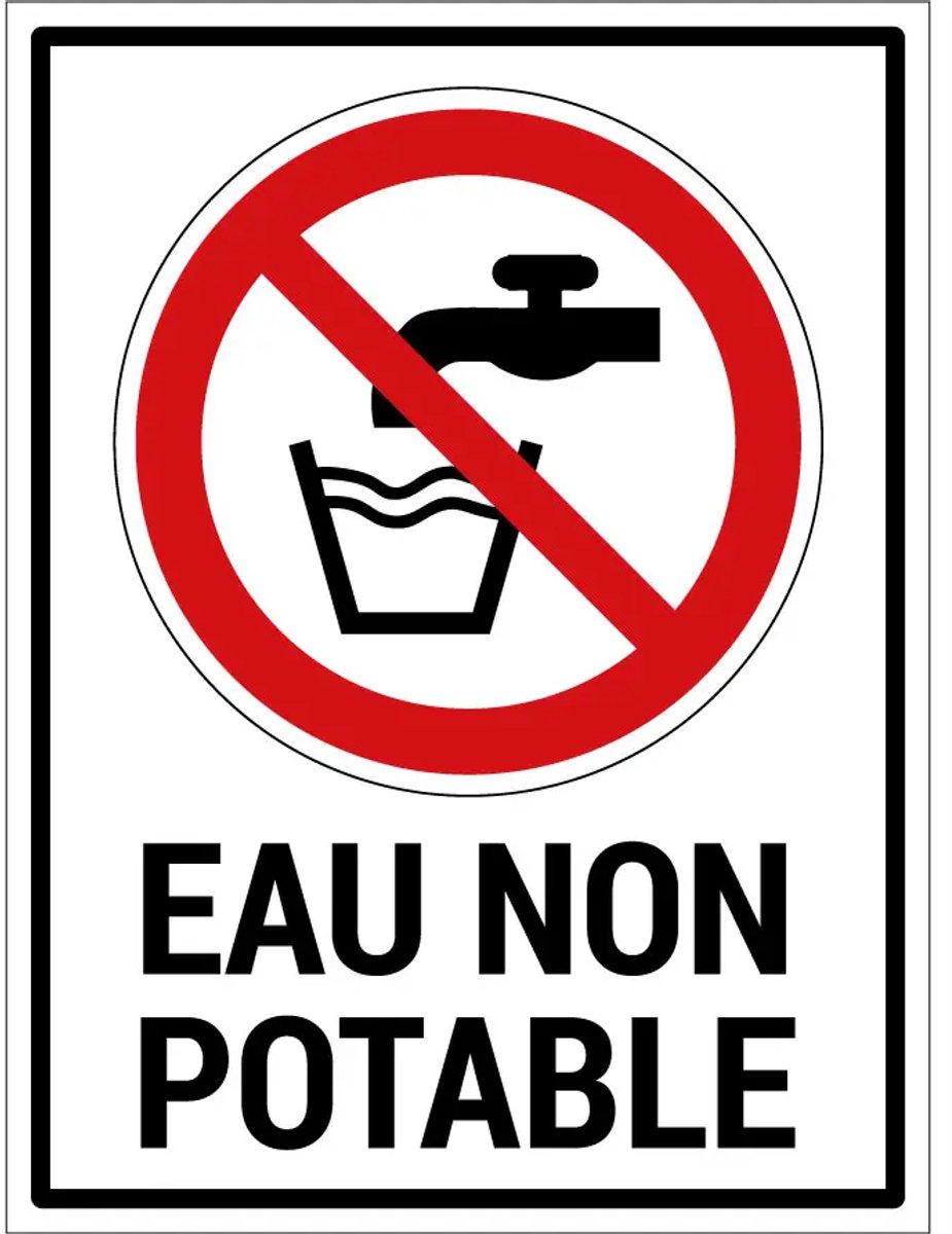 Eau non potable sticker met tekst | 40 x 30 cm