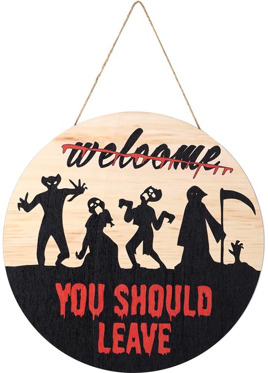 Halloween Houten Bord, Spook Welkom Bord Vintage Halloween Deur Hangend Bord Horror Welkom Bord Geschikt Raam Buitenmuur Feestmuur Hangende Decoratie