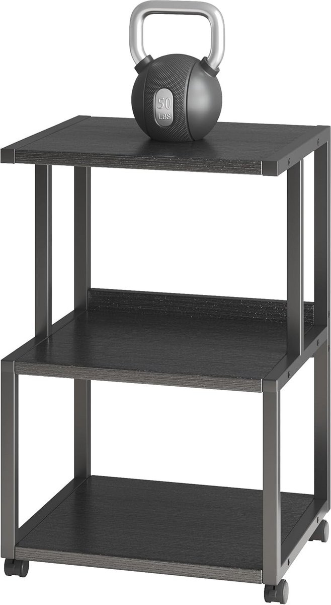 Printertafel met wieltjes - 3 verdiepingen mobiele drukwagen voor kantoor, thuis en school