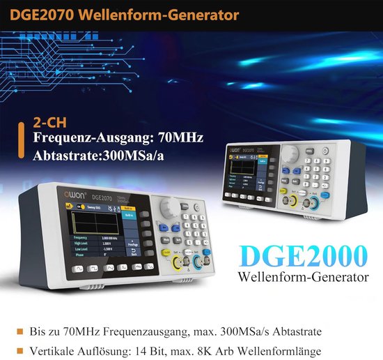 Golfvormgenerator 70MHz 2-kanaals met 300MS/s Bemonsteringsnelheid van Merkloos — afbeelding 3