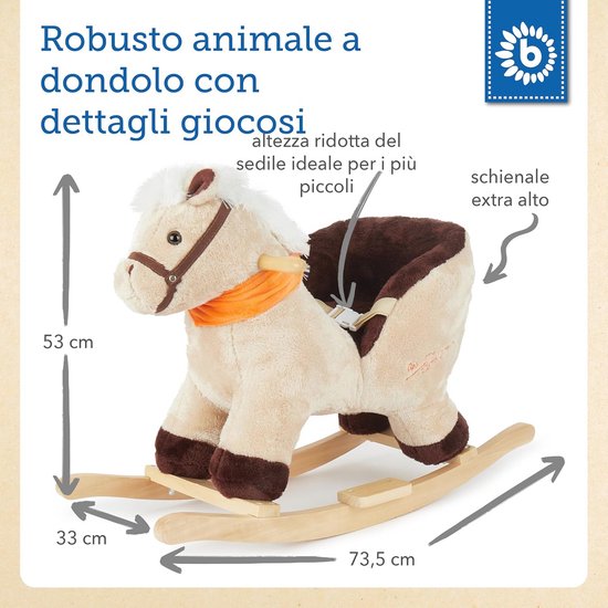 Pluche Schommeldier Paard voor Baby's - Hobbelpaard vanaf 9 maanden van Merkloos — afbeelding 2