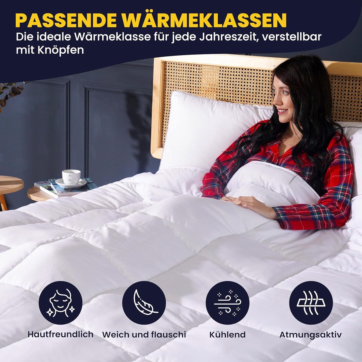Candala Winter Dekbed voor Zomer en Winter, Thermo Balans Antibacterieel 140x200 met 2 Combineerbare Delen,
