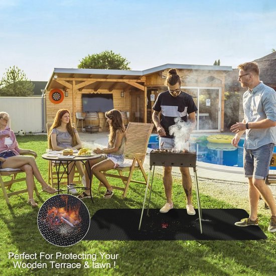 Brandvaste mat, 100 x 150 cm, voor open haard, binnenplaats, gazon en camping, multifunctioneel, beschikbaar aan beide zijden