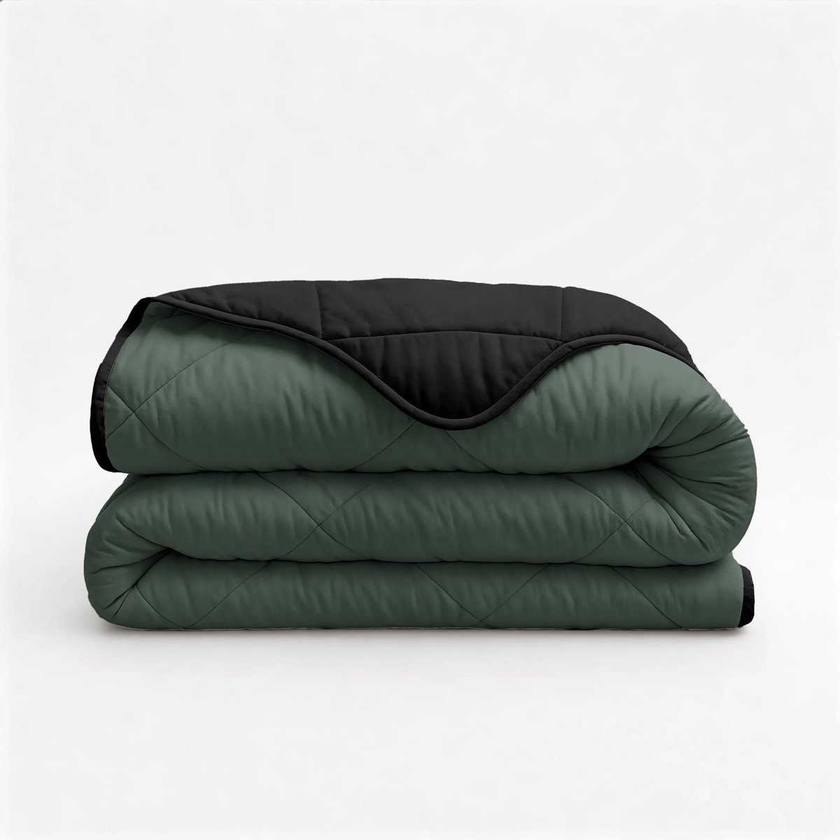 Aurello dekbed zonder overtrek Uni Tweezijdig - 240x200 cm met kussenslopen - Lazy dekbed - 100% Polyester - Groen / Zwart