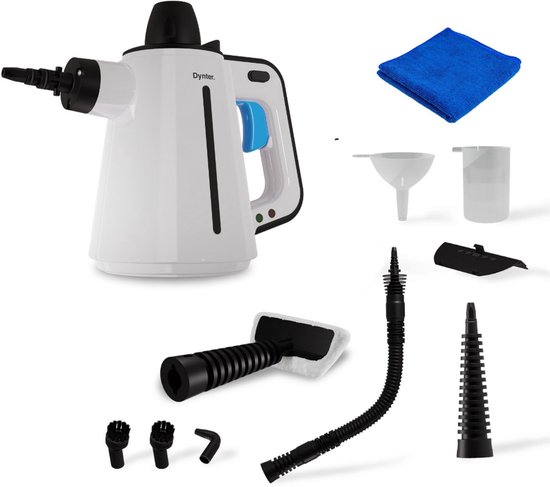 Dynter Stoomreiniger - Handstomer voor keuken, badkamer, auto, vloer, tapijt, stoffen en voegen – Tapijtreiniger - Stomer en vlekkenreiginger - Krachtig 3.5 bar - 1150 watt - Inclusief accessoires - Vlekkenreiniger (SC1105)