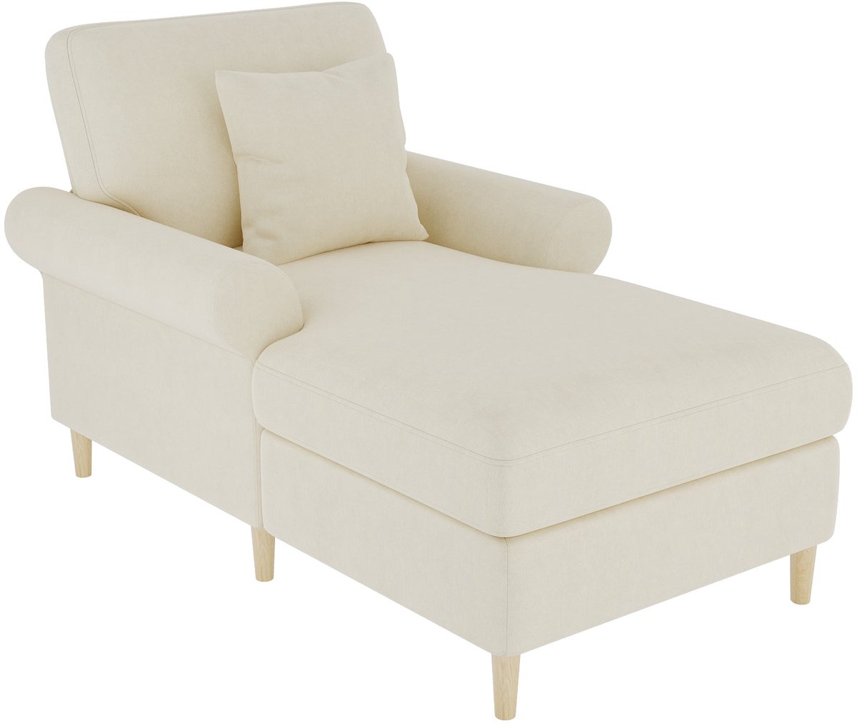 Merax Gepolsterde Relaxfauteuil Met Uitklapbare Ligfunctie - Fluwelen Bekleding - XXL Leesstoel Met Kussen - Voor Woonkamer En Slaapkamer - Beige