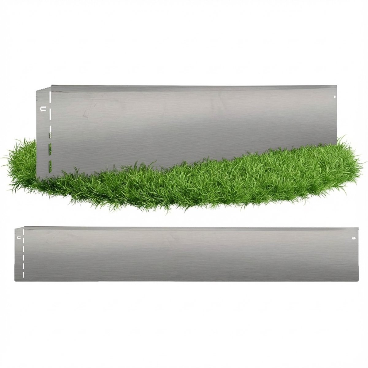 GartenAZ Borderrand - Gazonrand van Verzinkt Metaal - Flexibele Montage - Zilver - 100 cm x 13 cm (10 stuks)