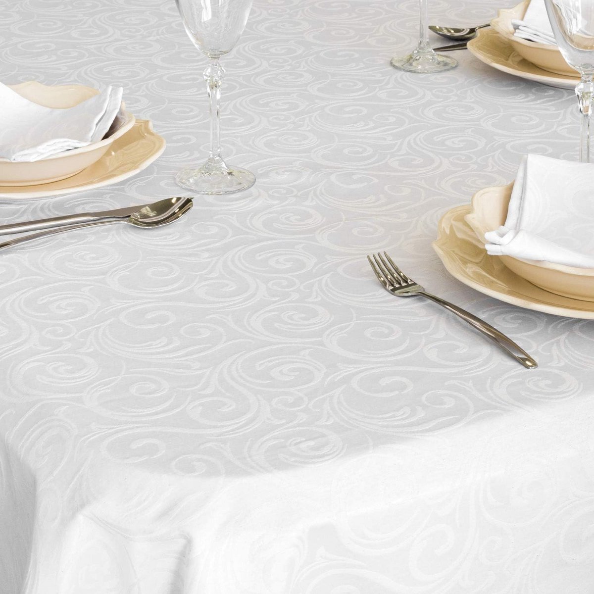 Luxe Witte Tafelkleed - Groot Formaat - Vlekbestendig - Katoenmix
