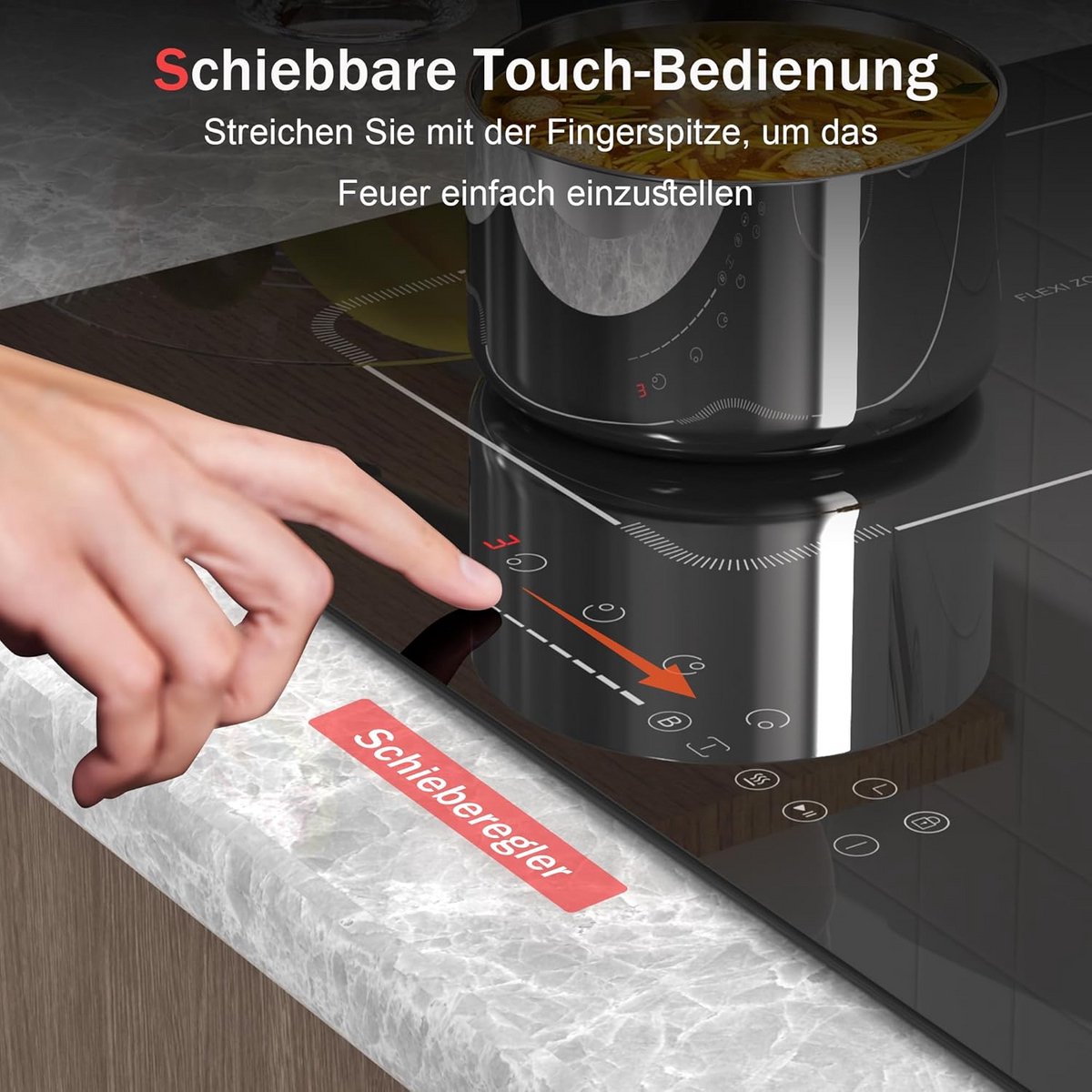 Inbouwoven 4 Zones 60 cm met Slider, Timer en Boost Functie - Veilig Koken