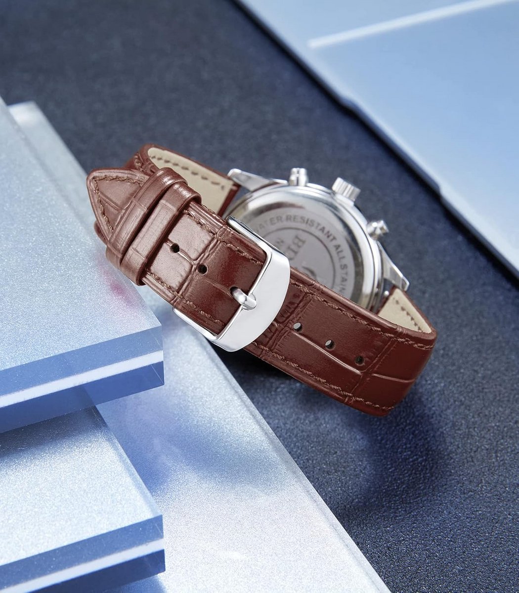 Luxe Horlogeband Leer met Krokodillenreliëf - Quick Release Waterdicht voor Dames en Heren